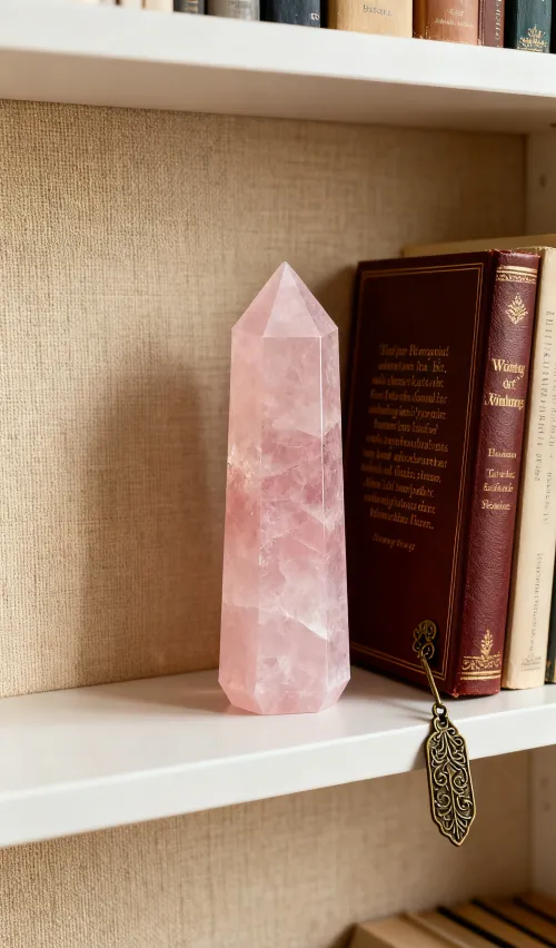 Close-up of tree bark with rose quartz embedded in soil