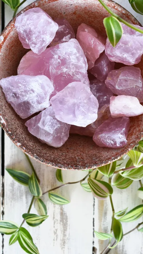 Ethically sourced raw rose quartz clusters from Madagascar