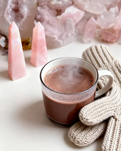 Close-up view of white, web-like veining inside rose quartz, indicating thermal damage and micro-fractures.
