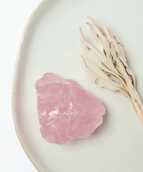Rose quartz crystal clusters showing natural variations